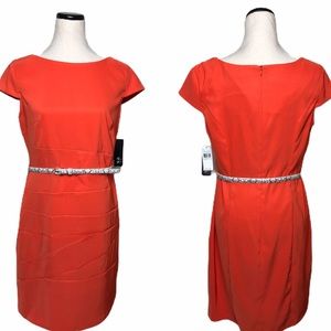 AGB Cantalope animal print belt stretch dress